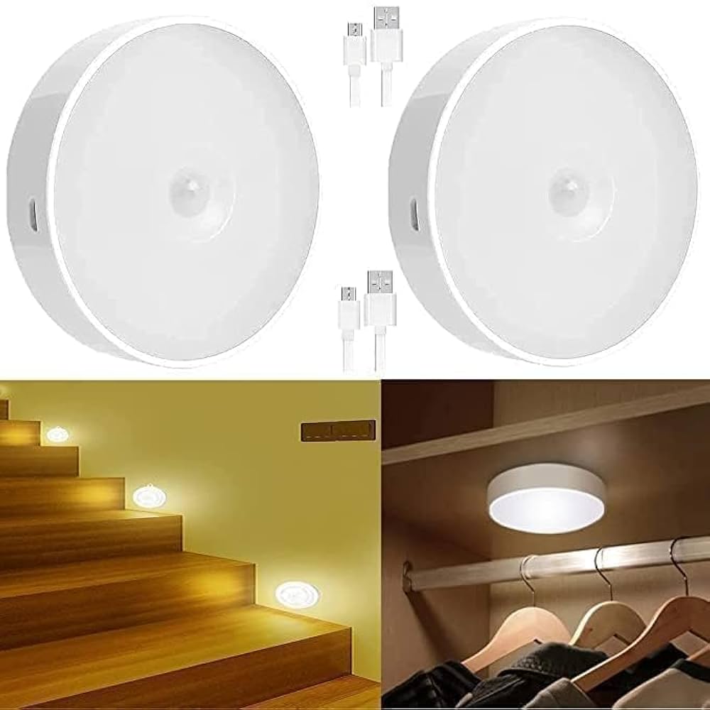 Lamp Led Motion Sensor Round Shape Night Light (Pack of 2)
