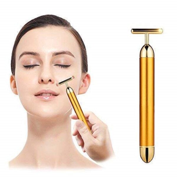 Gold Energy Beauty Bar Electric Vibration Facial Massage Roller