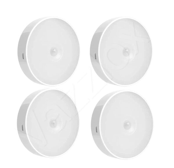Human Body Lamp Led Motion Sensor Round Shape Night Light (Pack of 4)