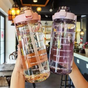 2L Silicone Sipper Water Bottle With Motivational Time